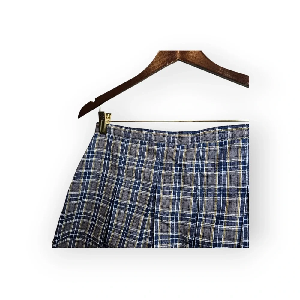 Lands' End Blue Plaid Pleated Schoolgirl Skirt - Size 4